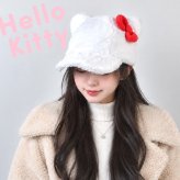 帽子 キャップ サンリオ 耳付き ファーキャップ レディース 大人 56-58cm ハローキティ クロミ レオパードキティ 猫耳 ねこ耳 ふわふわ もこもこ フェイクファー サイズ調整 秋冬 防寒 コスプレ 仮装 イベント テーマパーク かわいい おしゃれ 黒 白 ヒョウ柄 リボン
