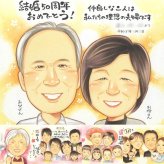 金婚式のプレゼントに、プロの職人が描く似顔絵はいかがですか。相談しながら作れる、あたたかな似顔絵ギフトです。 ギフト 金婚式 似顔絵 手描き 名入れ 贈り物 プレゼント 金婚式 結婚記念日 銀婚式 おばあちゃん おじいちゃん 祖母 夫婦 家族 修正無料 名入れ 下書き確認 喜ばれる 親孝行 そっくり 似てる 長寿 親孝行 50周年 感謝 結婚記念日 メモリアル 大人数 同窓会 快気祝い 卒寿祝い