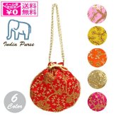 定形外送料無料 インド 巾着ミニポーチ ミニバッグ ポーチ 刺繍  サリー 民族衣装 財布 小物入れ 花柄 民族柄 ポシェット アジアン レディース エスニック 手作り ハンドメイド マチなし