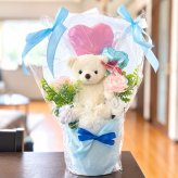 くま入り バルーンフラワーブーケ 花束 ハートバルーン ギフト 誕生日 プレゼント 発表会 卒業祝い 入学祝い 結婚祝い 記念日 女性 女友達 子供 お祝い ぬいぐるみ おしゃれ かわいい バルーンブーケ フラワーギフト ピンク ブルー ブラウン