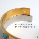 ステンレス ターコイズバングル 平打ち 2カラー メンズ ブレスレット インディアンジュエリー ネイティブデザイン 一粒 オーバル イーグル 刻印 腕輪 シンプル カジュアル アクセサリー 手元 ワンポイント 金属アレルギー対応