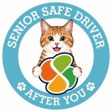 カーサイン 高齢者マーク SENIOR SAFE DRIVER 茶白 ステッカー シール 直径13cm 肉球 日本製 車