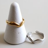 ステンレス ウェーブリング 2カラー 18KGP ゴールド gold シルバー ゆがみ シンプル オープンリング フリーサイズ レディース 女性 指輪 金属アレルギー対応