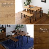 ダイニング家具 4人用 ダイニングテーブルセット ヴィンテージ風 カフェ風ダイニングテーブル 3点セット ダイニング3点セット ダイニングセット 4人掛け テーブル幅110cm 奥行56cm 高さ73cm ベンチ幅86cm 奥行30cm 座面高さ42cm