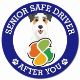 カーサイン 高齢者マーク SENIOR SAFE DRIVER ワイヤーフォックステリア マグネット 強力 直径13cm 肉球 日本製 車 ステッカー