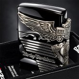 ZIPPO ハーレーダビッドソン ジッポ ライター イオンブラック＆ニッケルサテン 3面メタル 国内限定モデル 両面加工 黒銀 かっこいい おしゃれ メンズ ギフト プレゼント