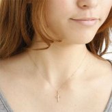 ネックレス レディース 10金 ピンクゴールド K10PG クロス 十字架 ダイヤモンド ペンダント ダイヤ 華奢 シンプル アクセサリー ジュエリー