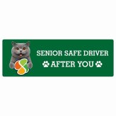 カーサイン 高齢者マーク SENIOR SAFE DRIVER ブリティッシュショートヘア ステッカー シール 長方形 20x6.7cm 肉球 日本製 車