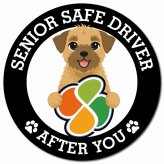 カーサイン 高齢者マーク SENIOR SAFE DRIVER ボーダーテリア マグネット 強力 直径13cm 肉球 日本製 車 ステッカー