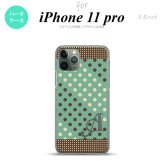 iPhone11Pro iPhone11 Pro スマホケース ハードケース ドット 水玉 C ミント 茶 +アルファベット メンズ レディース nk-i11p-1646i