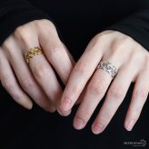 ステンレス スターリング 2カラー 星リング 18KGP ゴールド gold シルバー ワイドリング 幅広 オープンリング フリーサイズ レディース 女性 指輪 金属アレルギー対応