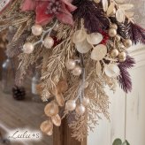 クリスマス スワッグ リース シャビーシック くすみカラー 造花 アーティフィシャルフラワー ポインセチア ボルドー ピンク アンティーク ゴールド インテリア 壁飾り 玄関 ドア リビング 店舗 ディスプレイ サロン オーナメント 冬 プレゼント ギフト 贈り物 新築祝い お祝い 引っ越し祝い 彼女 妻 友達 おしゃれ ゴージャス 豪華 リボン ルルズ Lulu＊s 0874