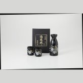 点描桜　酒器揃（黒） 磁器 美濃焼 やきものの里から、暮らしを贈ります。　ギフト 食器 セット テーブルウェア