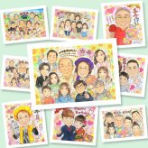 古希のプレゼントに、ギフトにぴったりの似顔絵です。相談しながら作れる、あたたかな似顔絵ギフトです。 似顔絵 贈り物 古希 名入れ プレゼント 手描き ギフト 古希 傘寿 長寿 記念 大人数 祖父母 おじいちゃん おばあちゃん 下書き確認 修正無料 名入れ 親孝行 かわいい 一生もの サプライズ 長寿祝い 古希 70歳 一生もの 喜寿祝い イラスト カラフル オリジナル 百寿祝い ハロウィン