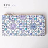 【お種銭付】【 浅草文庫 】 L字ファスナー 長財布 花菱 はなびし 柄 スリム 財布 サイフ 友禅染 浅草 文庫革 江戸小紋 送料無料 レザー 牛革 レディース ギフト プレゼント 大容量