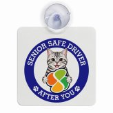 カーサイン 高齢者マーク SENIOR SAFE DRIVER アメリカンショートヘア 車内用 吸盤タイプ 収れん火災防止タイプ 肉球 日本製 車 ステッカー