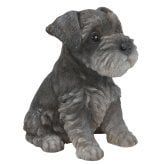 置物 woobia ウービア 犬 ミニチュアシュナウザー お座りシュナウザー グレー 高さ17.5cm ひげ リアル 本物そっくり イギリス生まれ 職人手彩色 縁起物 戌年 玄関 インテリア 新築祝い 引っ越し祝い 開店祝い 出産祝い 誕生日 お祝い ギフト プレゼント 犬好き シュナウザー好き