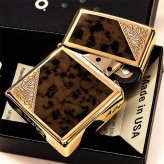 ZIPPO ライター ジッポ ゴールド＆ブラウン クラシック アラベスク 両面加工 マーブル柄 金タンク かっこいい ギフト メンズ プレゼント