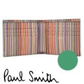 ポールスミス 財布 Paul Smith 二つ折り財布 小銭入れなし メンズ コバルトグリーン マルチストライプ M1A-4832-DMULTI 30 【ラッピング無料 誕生日 お祝い プレゼント ギフト 贈り物】 送料無料