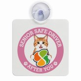 カーサイン 高齢者マーク SENIOR SAFE DRIVER 茶白 車内用 吸盤タイプ 収れん火災防止タイプ 肉球 日本製 車 ステッカー