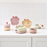 ひっくり返らない 吸盤つきシリコンプレート cake 出産祝い 食器セット 離乳食 DONO&DONO ドノドノ Baby Suction Plate Set 吸盤つき 蓋付き セパレート可能