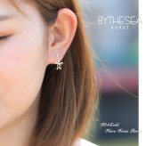 ハワイアンジュエリー ゴールド ピアス ホヌ イエローゴールド ピアス フレア 幸せ運ぶホヌピアス 揺れる 片耳(1個)購入可 K14 14K シリコンキャッチ 20G ゲージ BY THE SEA バイザシー 彼女 妻 女性 レディース 誕生日 プレゼント 夏 サマー 【品番：GE521】