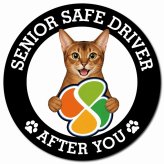カーサイン 高齢者マーク SENIOR SAFE DRIVER アビシニアン マグネット 強力 直径13cm 肉球 日本製 車 ステッカー