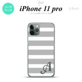 iPhone11Pro iPhone11 Pro スマホケース ハードケース ボーダー 大 グレー 白 +アルファベット メンズ レディース nk-i11p-793i