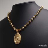ステンレス マリアネックレス ボールチェーンネックレス ペンダントネックレス ゴールド 18KGP 不思議のメダイ 聖母 重厚感 HIPHOP B系 メンズ 男性 金属アレルギー対応