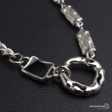 ステンレス ストーンネックレス デザインネックレス 幾何学ネックレス アシンメトリー シルバー ブラックストーン 原宿 韓流 お洒落 喜平チェーン メンズ 男性 金属アレルギー対応