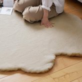 ラグ カーペット フェイクムートン 床暖房対応 ムートン風 冬用 マット ムートン調 フェイクラビットファー 絨毯 冬 あったか 北欧 ホット 対応 ふわふわ もこもこ】モコア 12