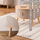ローテーブル 小さめ センターテーブル 引き戸 丸テーブル リビングテーブル 一人暮らし 収納付き 円形 幅58cm コンパクト 省スペース 木目調 北欧 韓国インテリア 脚付き リブデザイン グレー ベージュ おしゃれ 東谷 TAP-420