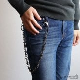 ウォレットチェーン 財布 メンズ 金剛杵 ユニークチェーン 十字架 クロス 316L ごつめ 2クリップ ロング 長め ガンメタ ブラック 個性的 ズボン 財布紐 盗難防止 紛失防止 男性