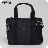 キプリング トートバッグ レディース ブランド Kipling アッセーニ ミニ ミニトートバッグ ロゴ ワンポイント 総柄 2WAY KI3572-K59 Signature Emb 黒