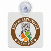 カーサイン 高齢者マーク SENIOR SAFE DRIVER サバトラ 車内用 吸盤タイプ 収れん火災防止タイプ 肉球 日本製 車 ステッカー