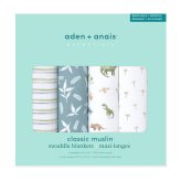 おくるみ スワドル 4枚セット 出産祝い aden+anais エイデンアンドアネイ ディノジャングル コットンモスリン ダブルガーゼ 大判 約112cm 新生児 退院 内祝い 出産内祝い 男の子 女の子 ギフト 専用ボックス入り ガーゼケット ブランケット 授乳ケープ おむつ替えシート 双子