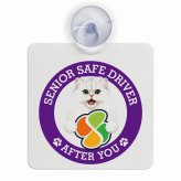 カーサイン 高齢者マーク SENIOR SAFE DRIVER チンチラ 車内用 吸盤タイプ 収れん火災防止タイプ 肉球 日本製 車 ステッカー