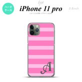 iPhone11Pro iPhone11 Pro スマホケース ハードケース ボーダー 大 ピンク +アルファベット メンズ レディース nk-i11p-795i