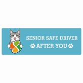 カーサイン 高齢者マーク SENIOR SAFE DRIVER サバ白 ステッカー シール 長方形 20x6.7cm 肉球 日本製 車