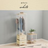収納家具 ラック ハンガー 幅40cm 引出し2杯 キャスター付き ハンガーポール 収納 コートハンガー 洋服掛け 衣類収納 ポールハンガー フック コート掛け 雑貨 タオル 小物 帽子 コート 子供部屋 移動式 おしゃれ シンプル 新生活 一人暮らし