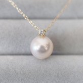 ［pearl600］ 8mm - 8.5mm ホワイトピンク ペンダント ネックレス 4月 誕生石 ダイヤモンド あこや真珠