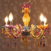 照明 ライト ャンデリア LED電球 白熱電球 引っ掛けシーリング付き LED 付・ヴェネチアン マルチ お手軽取付シャンデリア・5灯 おしゃれ 可愛い 姫系 軽量 簡単取付 LED電球付き アンティーク ラ 新築祝い 引越し祝い