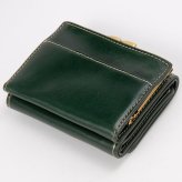 ベリーズヨーク　BELLIES YORK　三つ折り財布　ガマ口ポケット　BYTM1943GR　グリーン　緑色　ベジタブルタンニン　イタリアンレザー　牛革　”エイジングを楽しむ革小物”