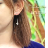 ハワイアンジュエリー ゴールド ピアス プルメリア ホワイトゴールド ピアス フレア ジルコニア チェーン 揺れる 片耳(1個)購入可 K14 14K シリコンキャッチ 20G ゲージ BY THE SEA バイザシー 彼女 妻 女性 レディース 誕生日 プレゼント ハロウィン 【品番：GE422W】
