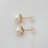 ［pearl620］6mm - 6.5mm ホワイトピンク クローバー ピアス あこや真珠