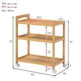 収納家具 ラック キッチンワゴン VW-7977 天然木 ワゴン 幅34×奥行59cm 木製 サブテーブル マルチ キッチン リビング コンパクト ワゴン収納 食器 調味料 作業用 キャスター付き 移動楽々