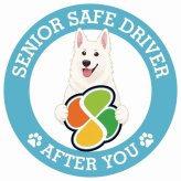 カーサイン 高齢者マーク SENIOR SAFE DRIVER ホワイトスイスシェパード ステッカー シール 直径13cm 肉球 日本製 車