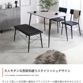 【4点セット】 ダイニングテーブルセット 食卓 チェア 椅子 ベンチ 机 リビング カフェ 大理石 石目柄 黒脚 ファミリー 幅110 3人掛け 4人掛け 4点 在宅 リモートワーク 軽量 いす イス 長方形 PVC 新生活