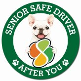 カーサイン 高齢者マーク SENIOR SAFE DRIVER フレンチブルドッグ マグネット 強力 直径13cm 肉球 日本製 車 ステッカー