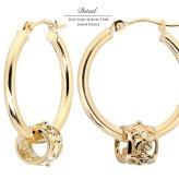 ハワイアンジュエリー フープピアス ピアス イエローゴールド ピアス 外径20mm クロッシングピアス ハイビスカス 透かし バレル 樽 大ぶり ゴールド 揺れる 片耳(1個)購入可 K14イエローゴールド 20G ゲージ BY THE SEA バイザシー プレゼント ハロウィン 【品番：GE232】